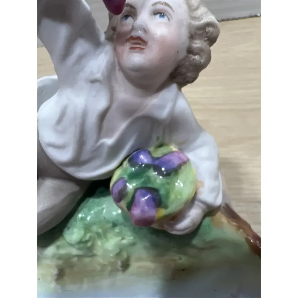 Vintage French Provincial Style Porcelain Child & Grapes Trinket Dish Read - Picture 8 of 15